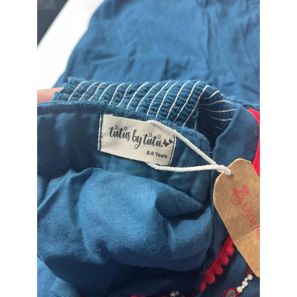 Little Muffet Girls‎ Two Piece Outfit Flowy Dance Event Navy Red Sz 8-9 Boutique